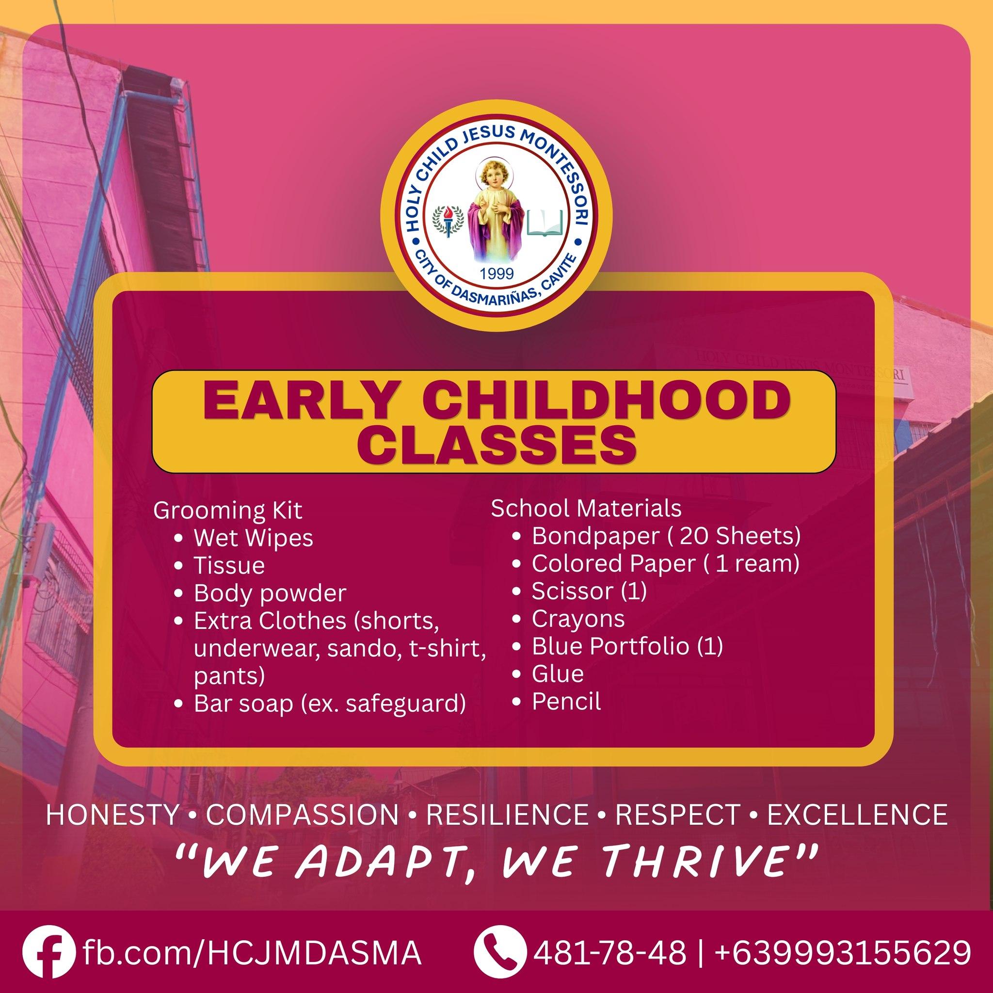 Early Child Classes Materials