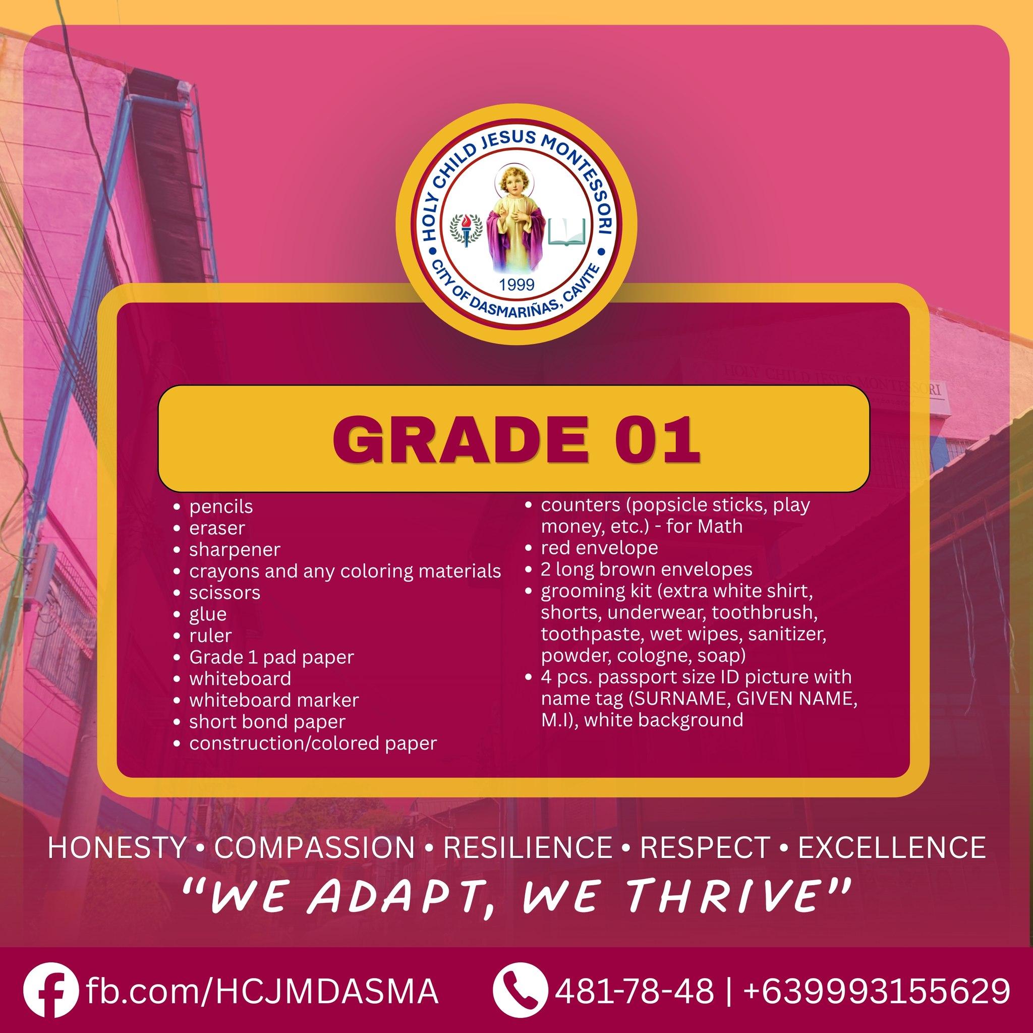 Grade 1 Materials