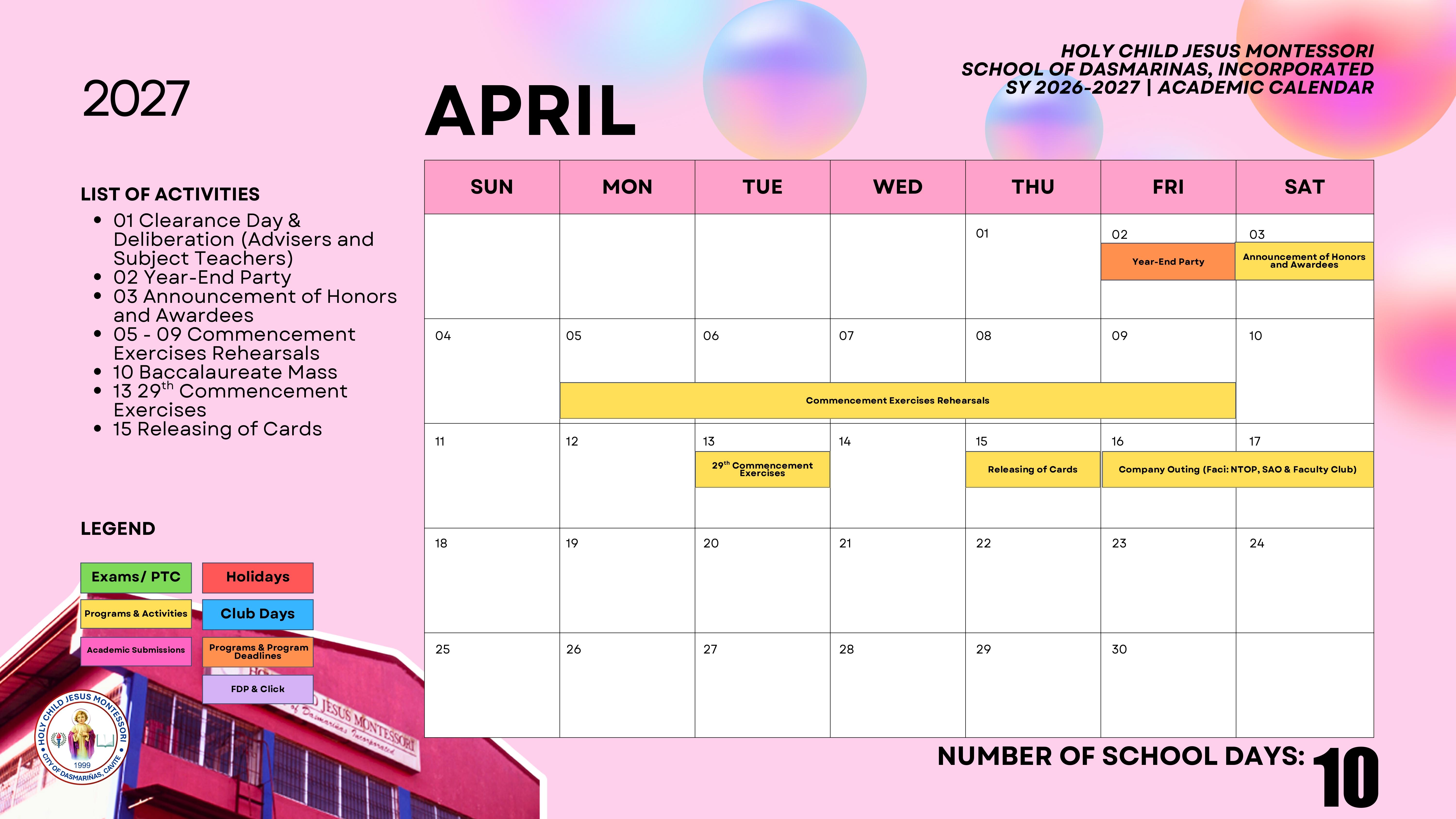 April Calendar Sheet