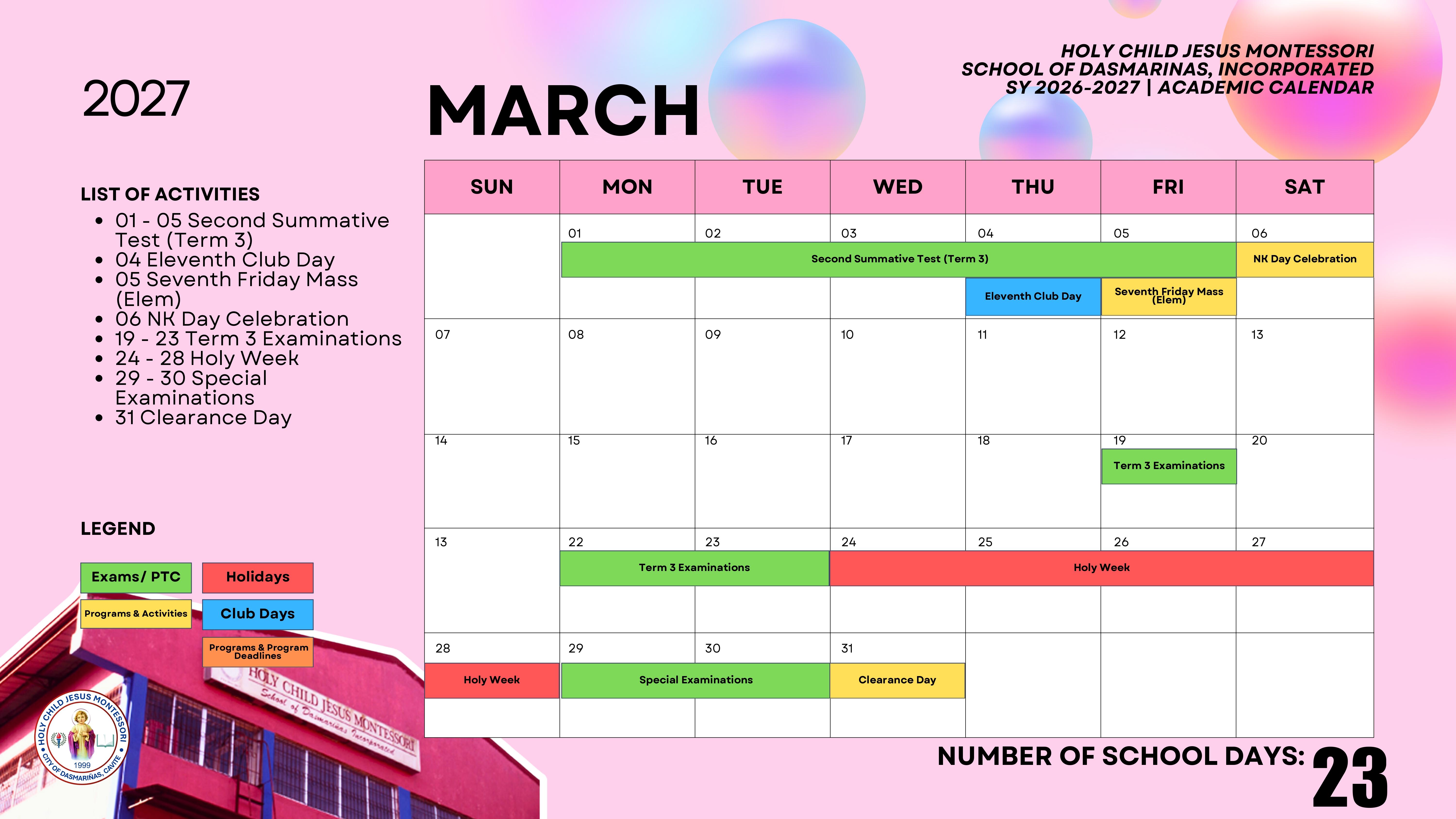 March Calendar Sheet