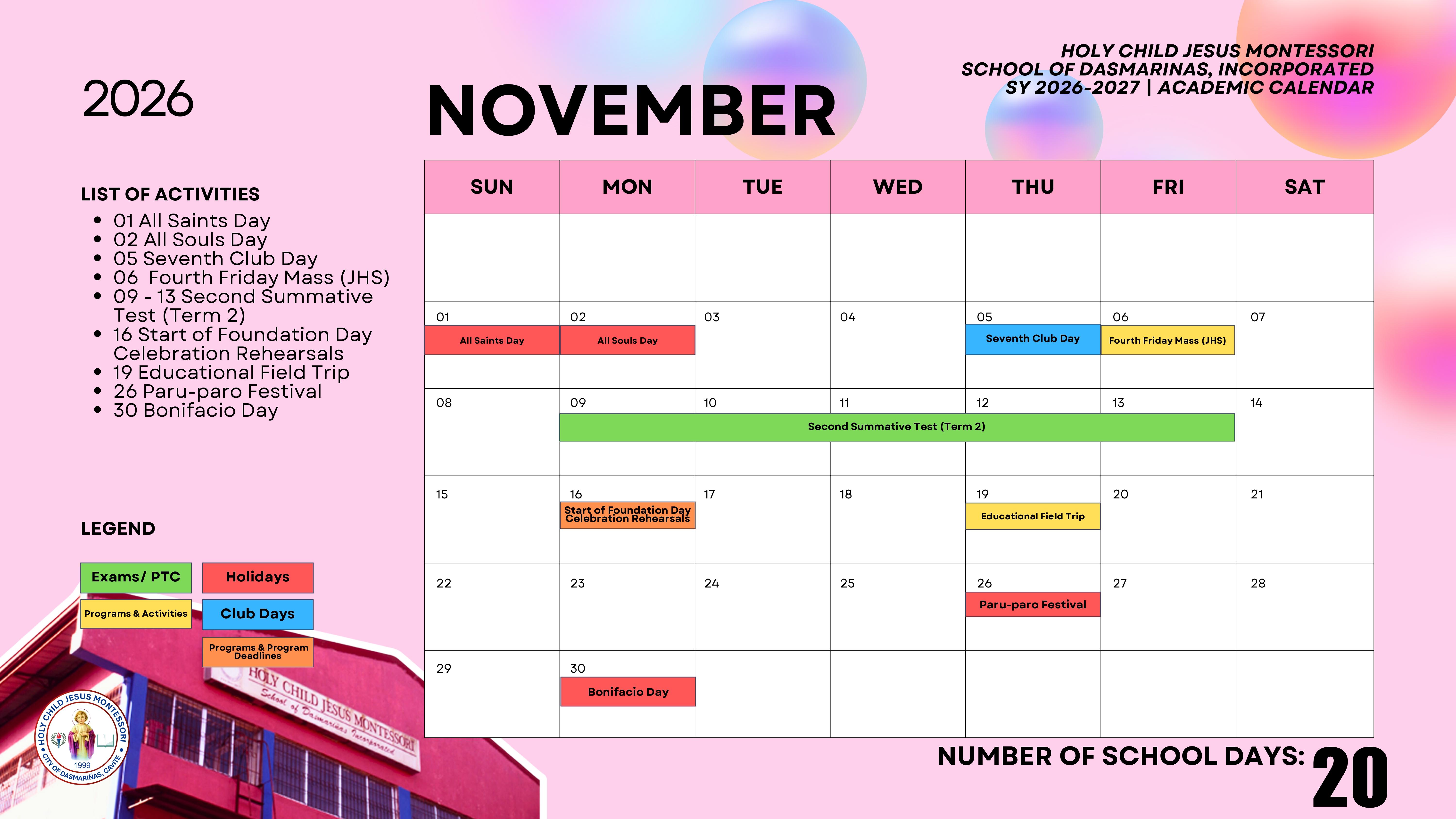 November Calendar Sheet